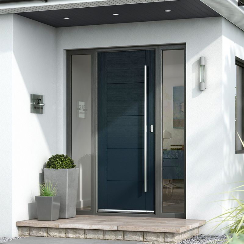 Anthracite grey composite front door on a family home